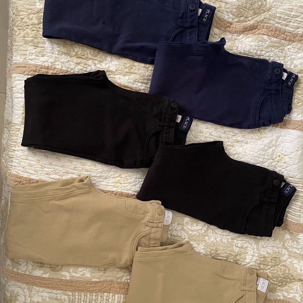 The Children's Place Black, Navy, and Tan Uniforms Bottoms